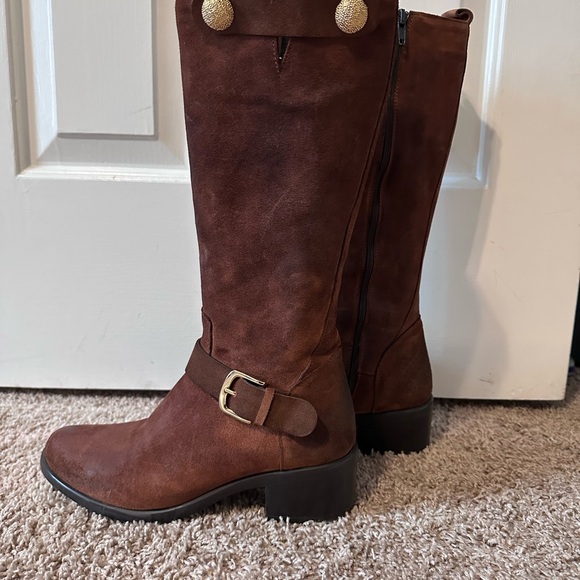 Chic Emanuele Crasto Brown Leather Suede Heeled Boots - Picture 1 of 5